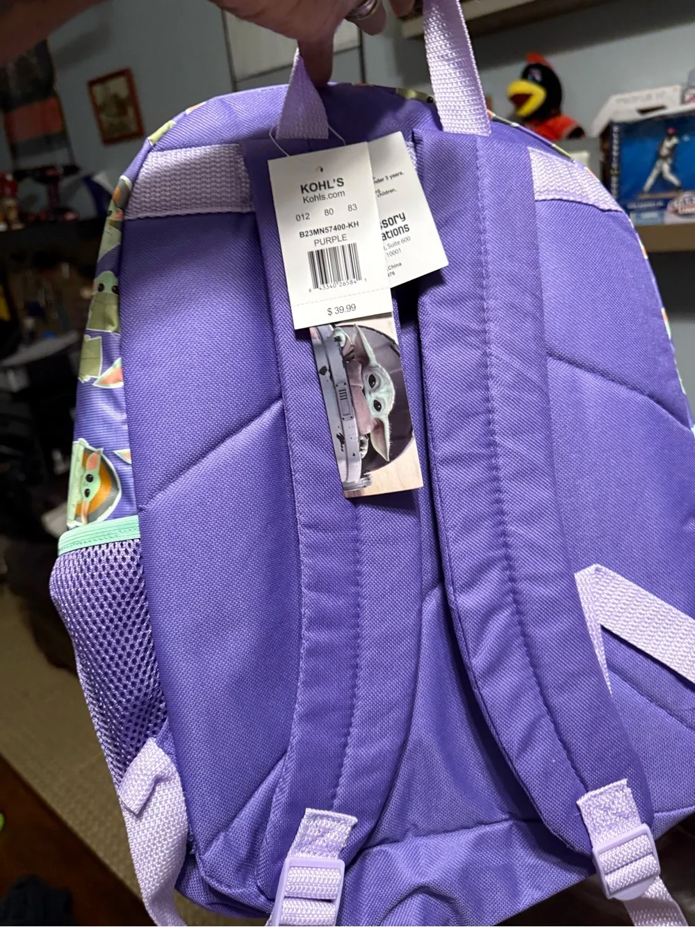 Purple Baby Yoda Sequin Backpack - 